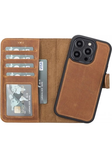 Apple iPhone 14 Pro Uyumlu Deri Cüzdanlı Kılıf Mwwn G19 Taba indirimleri