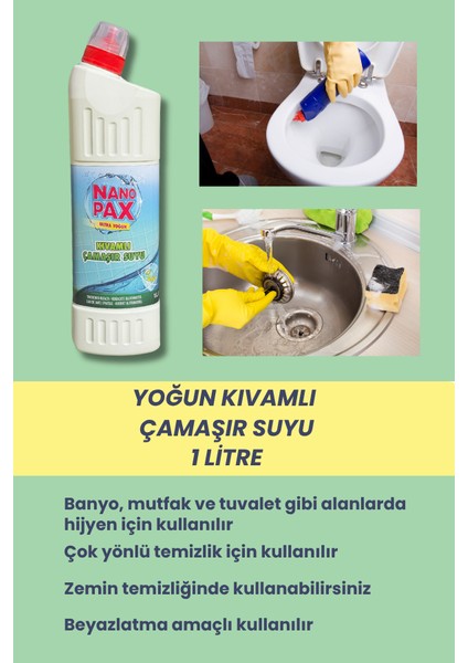 Ultra Yoğun Kıvamlı Çamaşır Suyu (Duct Ağızlı) 4 x 1lt modelleri
