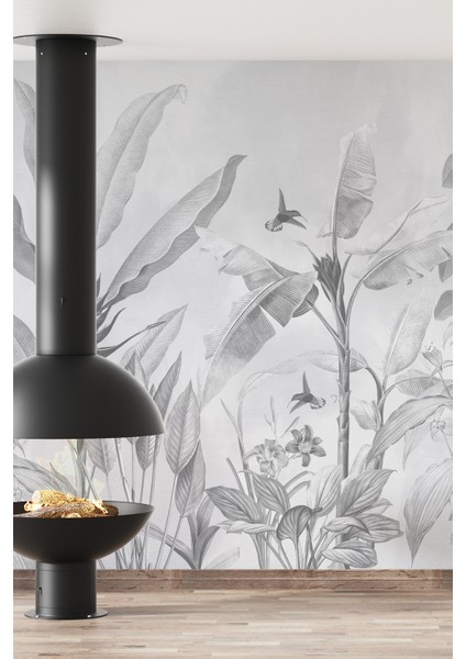 Tropikal Bitki Desenli Özel Dijital Baskılı Duvar Kağıdı-Tek Parça Üretim 3D Tasarım indirimleri