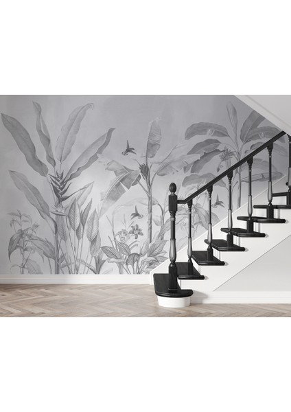 Tropikal Bitki Desenli Özel Dijital Baskılı Duvar Kağıdı-Tek Parça Üretim 3D Tasarım