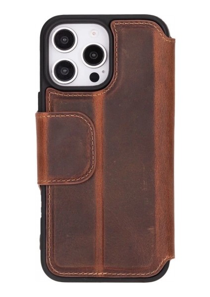 Apple iPhone 16 Pro Max Uyumlu, Hakiki Deri, El Yapımı, Cüzdanlı Kılıf, Antik Kahve fırsatları