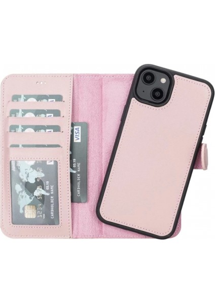 Apple iPhone 14 Plus Uyumlu Deri Cüzdanlı Kılıf Mwwn Nu2 Pembe indirimleri