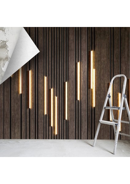 Duvar Kağıdı Modern Ahşap LED Işık Görünümlü Duvar Paneli - Estetik Dekorasyon fiyatları