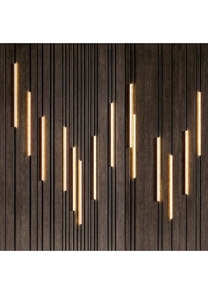 Duvar Kağıdı Modern Ahşap LED Işık Görünümlü Duvar Paneli - Estetik Dekorasyon modelleri