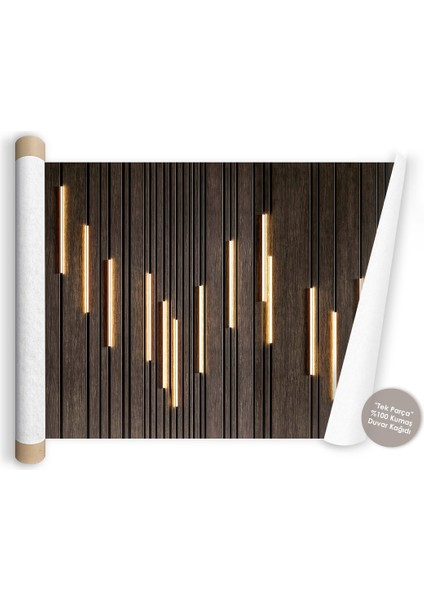 Duvar Kağıdı Modern Ahşap LED Işık Görünümlü Duvar Paneli - Estetik Dekorasyon indirimleri