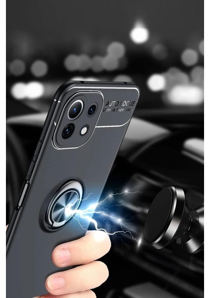 Xiaomi Mi 11 Lite Kılıf Range Yüzüklü Silikon - Siyah-Kırmızı (K95) fiyatları