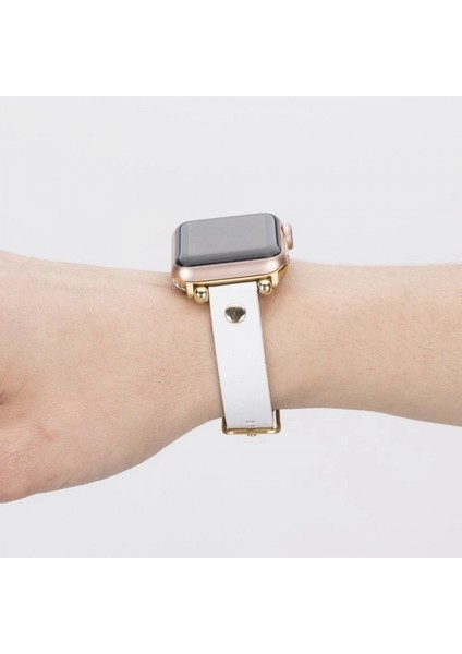 Apple Watch Uyumlu Deri Kordon 38-40-41MM Frg F3 Beyaz modelleri