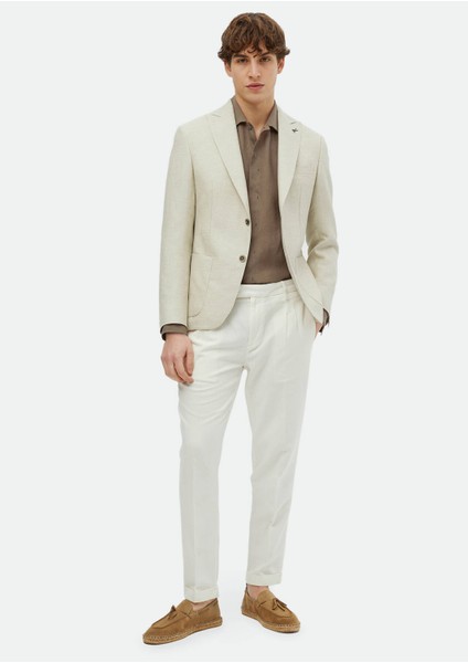 Bej Düz Zeroweight Slim Fit Pamuk Karışımlı Ceket fiyatları
