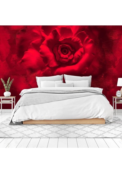 Duvar Kağıdı 3D Kırmızı Gül Desenli Isı ve Ses Yalıtımlı Sağlıklı Tekstil Duvar Kağıdı