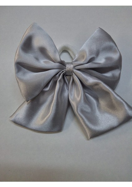 Gümüş Renkli Saten Fiyonk Toka Lastikli