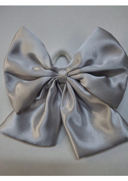 Gümüş Renkli Saten Fiyonk Toka Lastikli modelleri
