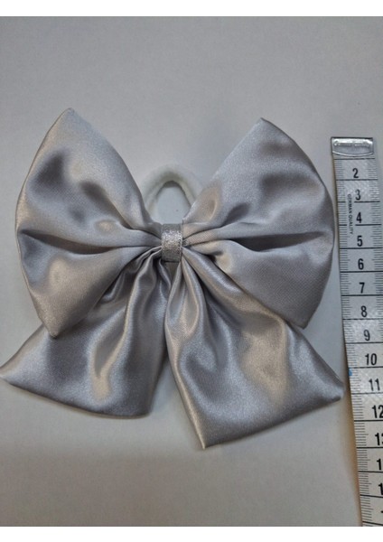 Gümüş Renkli Saten Fiyonk Toka Lastikli indirimleri