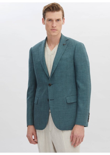 Koyu Yeşil Düz Regular Fit Ipek Karışımlı Ceket modelleri