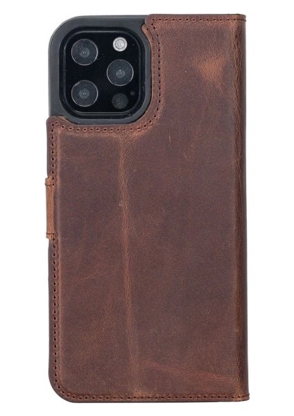 Apple iPhone 12 Pro Max Uyumlu Deri Cüzdanlı Kılıf Antik Kahve modelleri