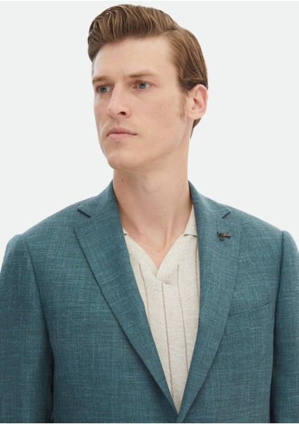 Koyu Yeşil Düz Regular Fit Ipek Karışımlı Ceket fırsatları