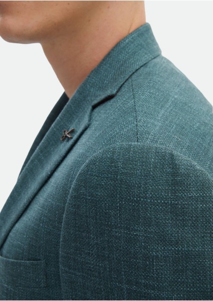 Koyu Yeşil Düz Regular Fit Ipek Karışımlı Ceket indirimleri