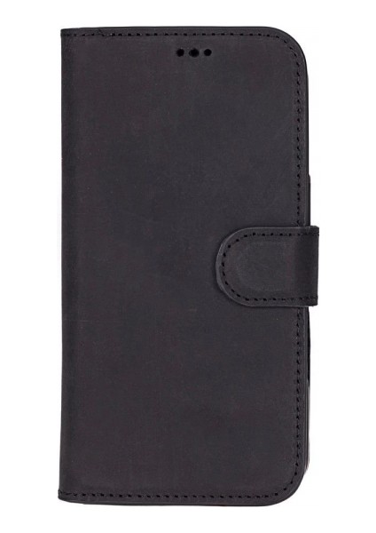 Apple iPhone 16 Pro Uyumlu, Hakiki Deri, El Yapımı, Cüzdanlı Kılıf, Mat Siyah modelleri