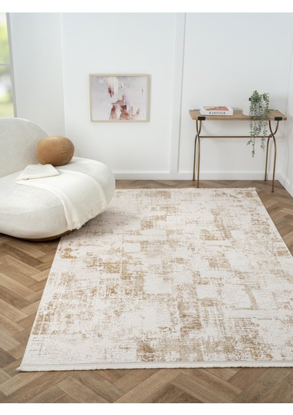 Ottowa OT006B Krem Bej Halı Klasik Desenli Tozu Az Akrilik Pamuk Taban Salon Yatak Odası Halısı