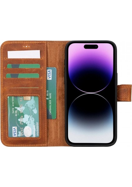 Apple iPhone 15 Pro Max Uyumlu Deri Cüzdanlı Kılıf Mwwn G19 Taba fiyatları