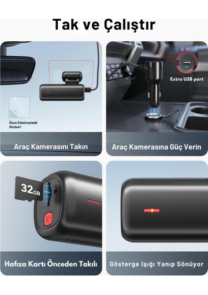Redtıger F9 Lite 4K Mini Araç Kamerası – Adas Destekli, Wi-Fi & Gps, G-Sensör, 24 Saat Park Modu, Gece Görüş, 32GB Kart Dahil fırsatları