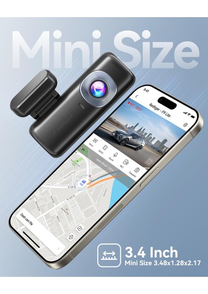 Redtıger F9 Lite 4K Mini Araç Kamerası – Adas Destekli, Wi-Fi & Gps, G-Sensör, 24 Saat Park Modu, Gece Görüş, 32GB Kart Dahil