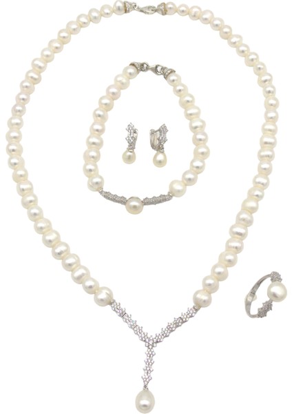 925 Ayar Gümüş Doğal Inci Set indirimleri