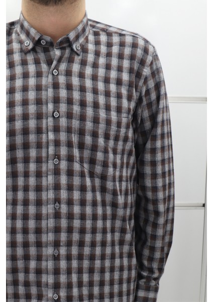 Fistan Store Erkek Ekose Klasik Kesim Rahat Kalıp Tek Cepli Kışlık Kaşmir Gömlek fiyatları