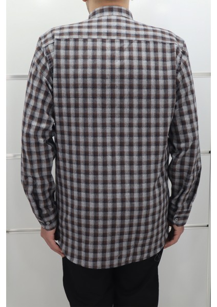 Fistan Store Erkek Ekose Klasik Kesim Rahat Kalıp Tek Cepli Kışlık Kaşmir Gömlek modelleri