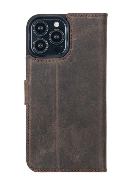 Apple iPhone 13 Pro Max Uyumlu Deri Cüzdanlı Kılıf Acı Kahve modelleri