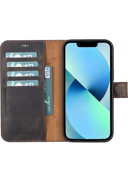 Apple iPhone 13 Pro Max Uyumlu Deri Cüzdanlı Kılıf Acı Kahve fırsatları
