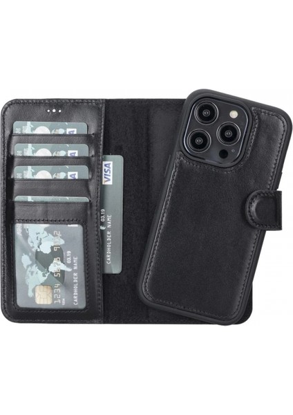 Apple iPhone 14 Pro Uyumlu Deri Cüzdanlı Kılıf Mwwn Rst1 Siyah indirimleri