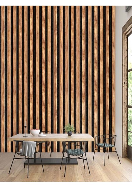 Ahşap Lambri Desenli Isı ve Ses Yalıtımlı Sağlıklı Tekstil Duvar Kağıdı fırsatları