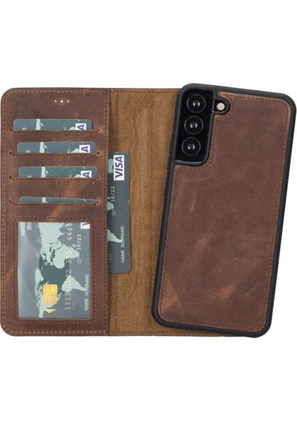 Samsung Galaxy S22 Plus Uyumlu Deri Cüzdanlı Kılıf Mwwn G2 Kahve indirimleri