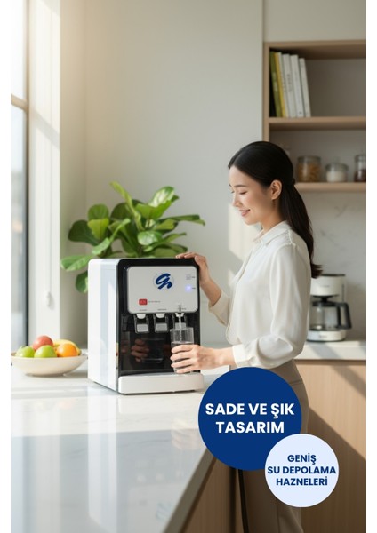 Arıtmalı Tezgah Üstü Su Sebili 80 Gpd Ro - Sıcak, Ilık ve Soğuk-Beyaz(Üreticiden)