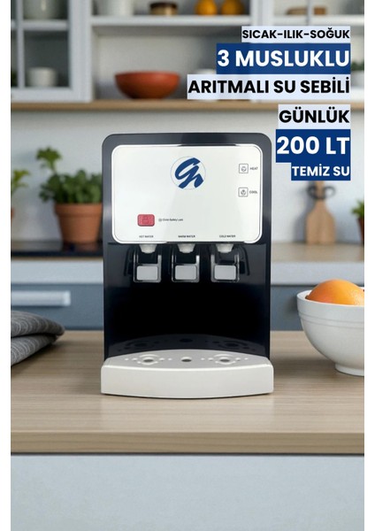 Arıtmalı Tezgah Üstü Su Sebili 80 Gpd Ro - Sıcak, Ilık ve Soğuk-Beyaz(Üreticiden) modelleri