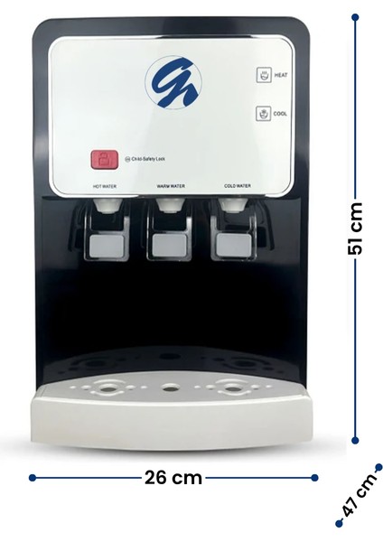 Arıtmalı Tezgah Üstü Su Sebili 80 Gpd Ro - Sıcak, Ilık ve Soğuk-Beyaz(Üreticiden) indirimleri