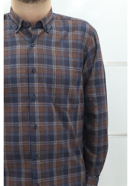 Fistan Store Erkek Ekose Klasik Kesim Rahat Kalıp Tek Cepli Kışlık Kaşmir Gömlek fiyatları