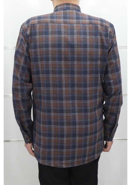 Fistan Store Erkek Ekose Klasik Kesim Rahat Kalıp Tek Cepli Kışlık Kaşmir Gömlek modelleri