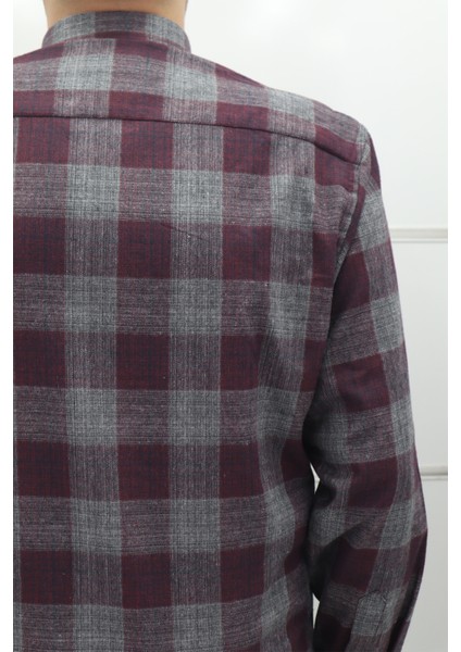 Fistan Store Erkek Bordo Ekose Klasik Kesim Rahat Kalıp Tek Cepli Kışlık Kaşmir Gömlek fırsatları
