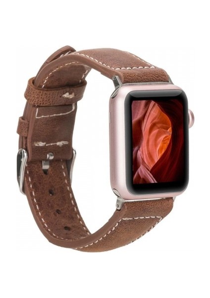 Apple Watch Uyumlu Deri Kordon 42-44-45MM Nm1-As2 Taba