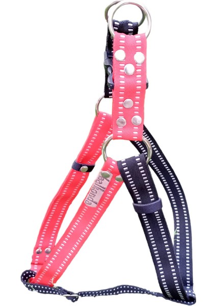 Köpek Göğüs Tasması Orta ve Büyük Irk Ayarlamalı Kolon Kordon Pembe ve Siyah