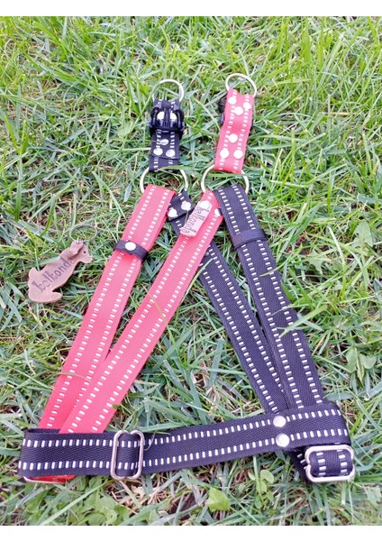 Köpek Göğüs Tasması Orta ve Büyük Irk Ayarlamalı Kolon Kordon Pembe ve Siyah modelleri