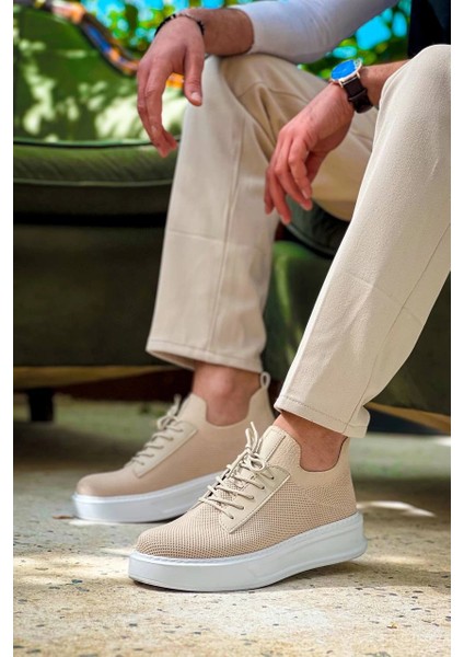 Mtxdpn KB-116 Kuback Bej Bağcıklı Triko Günlük Erkek Ayakkabı (Numara: 41)