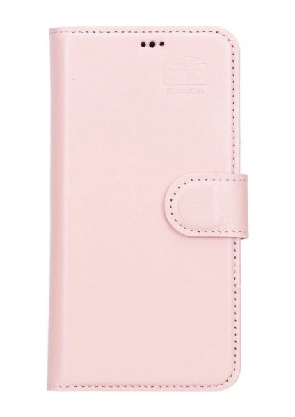 Apple iPhone 13 Uyumlu Deri Cüzdanlı Kılıf Nu2 Pembe fırsatları