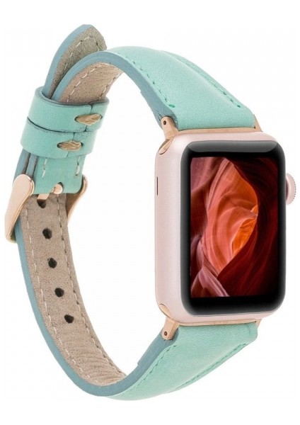 Apple Watch Uyumlu Deri Kordon 42-44-45MM Slim Brn7