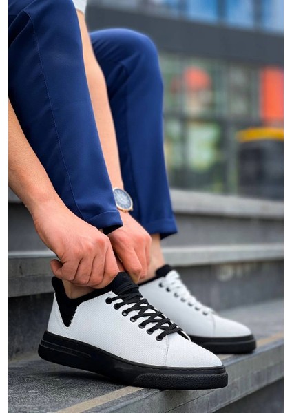 Mtxdpn KB-X204 Kuback Beyaz Siyah Keten Siyah Yüksek Taban Günlük Erkek Spor Ayakkabı (Numara: 41) indirimleri