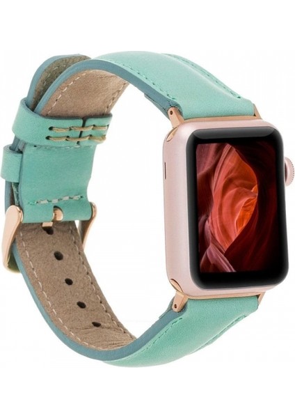 Apple Watch Uyumlu Deri Kordon 42-44-45MM Brn7 Yeşil indirimleri