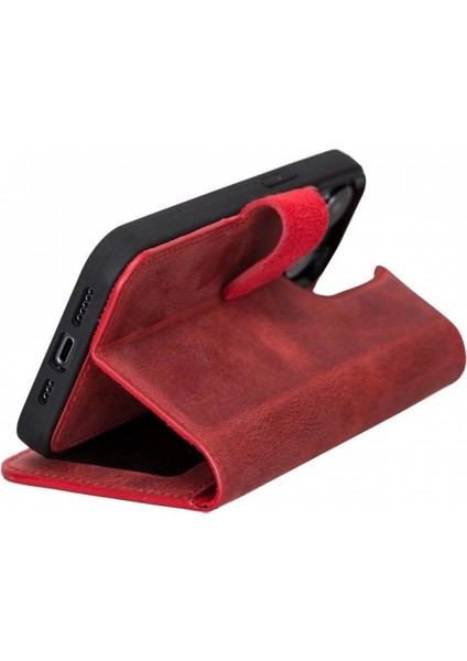 Apple iPhone 13 Pro Uyumlu Deri Cüzdanlı Kılıf Liluri G4 Kırmızı modelleri