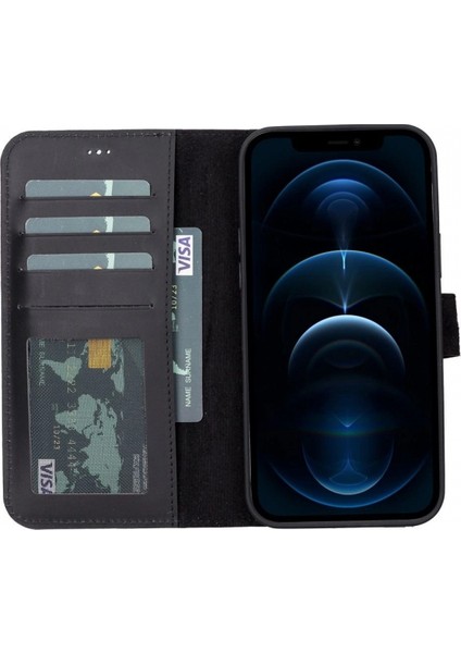 Apple iPhone 13 Pro Uyumlu Deri Cüzdanlı Kılıf Liluri G1 Siyah fiyatları