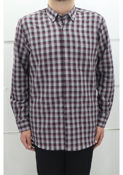 Fistan Store Erkek Ekose Klasik Kesim Rahat Kalıp Tek Cepli Kışlık Kaşmir Gömlek